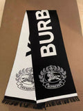 Burberry Black & Ivory Fringed Logo Scarf — hero