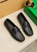 Bottega Veneta Black Woven Slip-On Loafers — hero