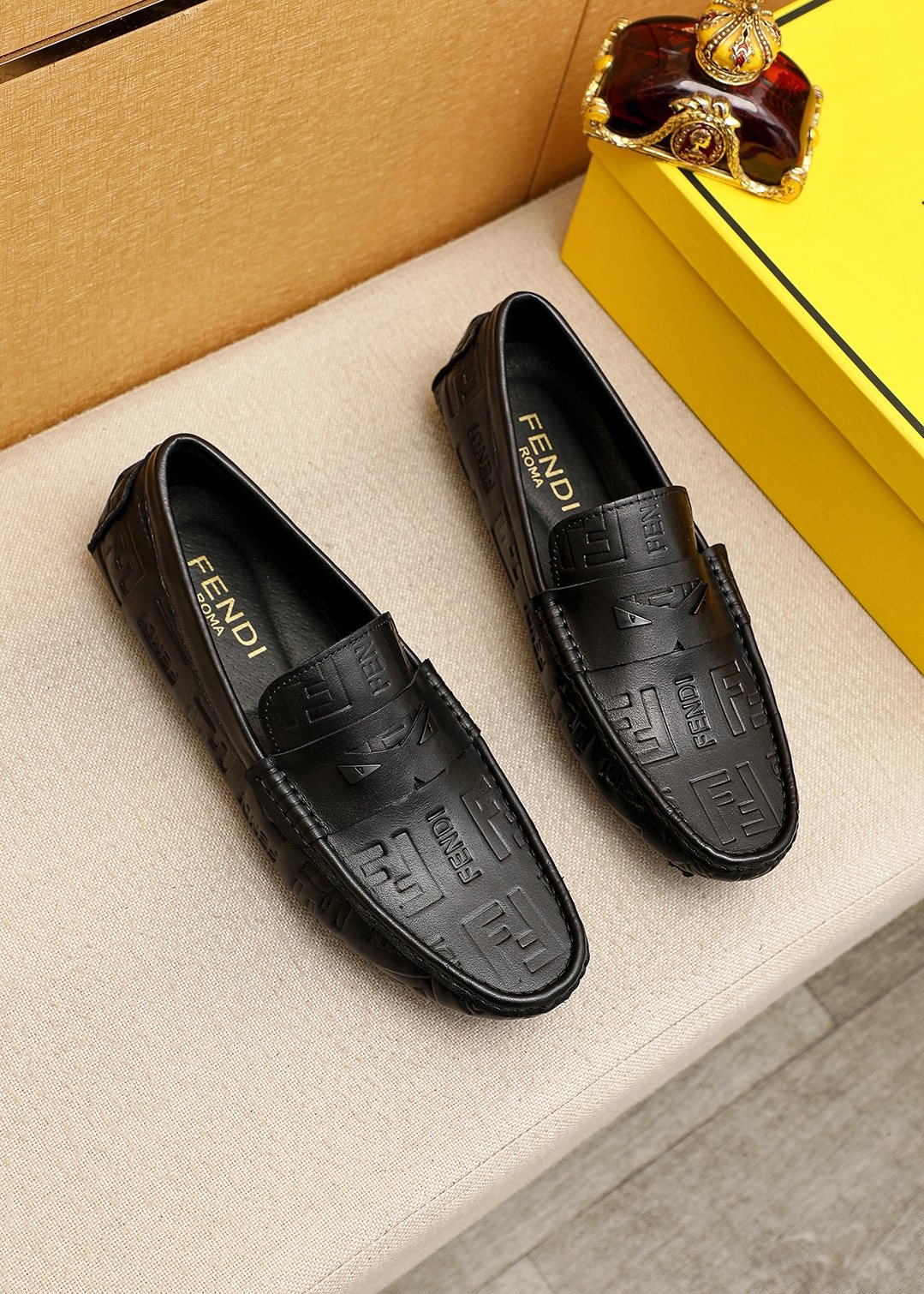Fendi Black Embossed Loafers — hero