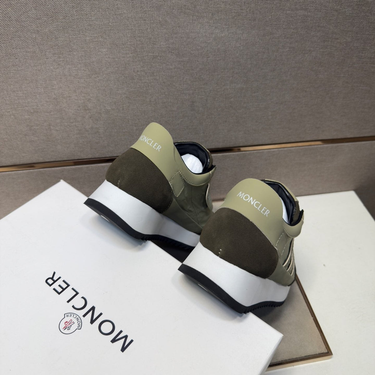 Moncler Olive Green Low-Top Sneakers — back