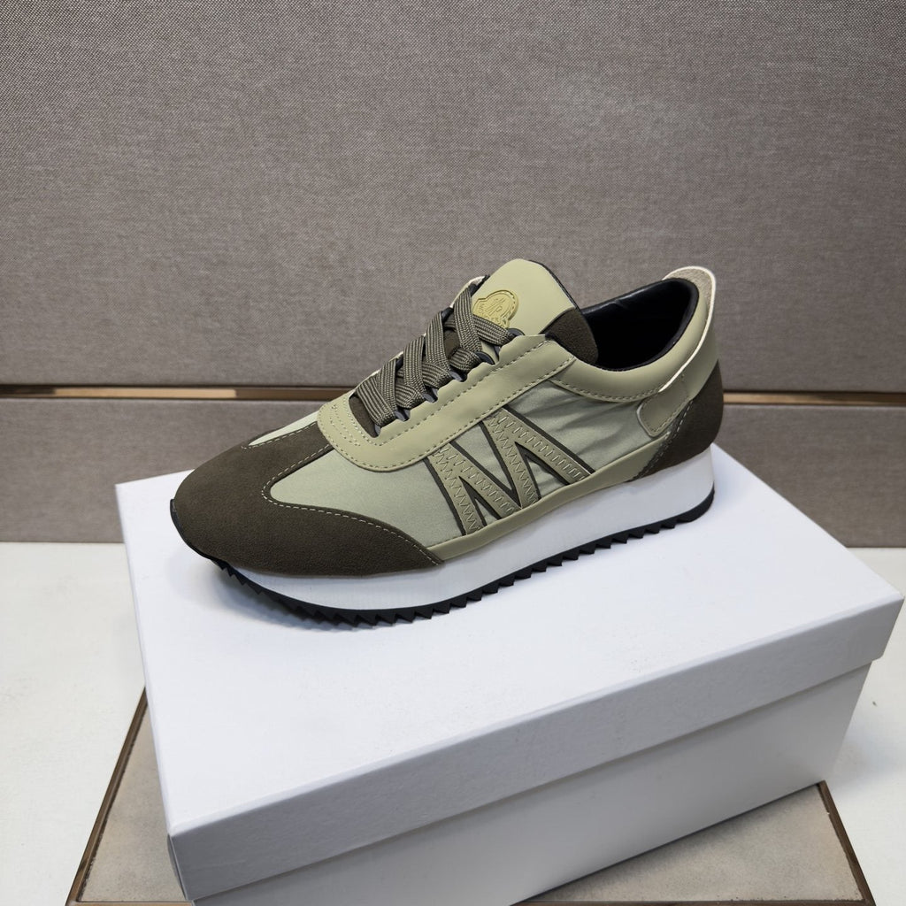 Moncler Olive Green Low-Top Sneakers — side