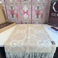 Gucci Beige Cream GG Fringe Scarf — hero