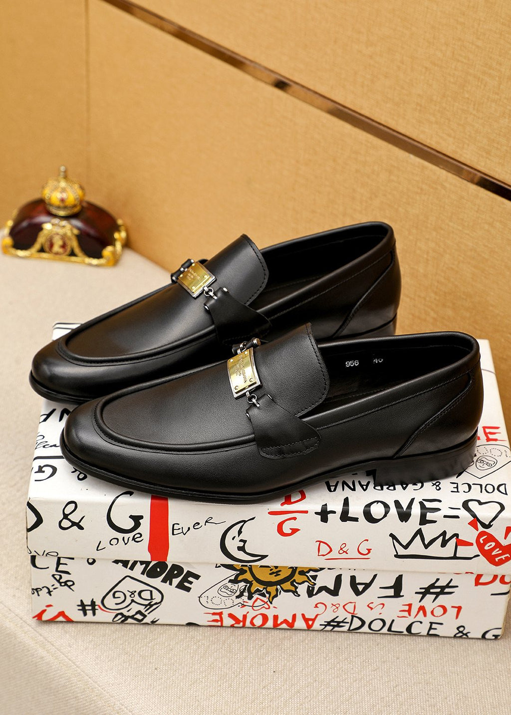 Black Gold-Tone Buckle Loafers — model