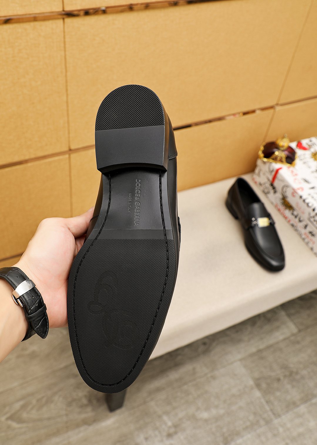 Black Gold-Tone Buckle Loafers — hero