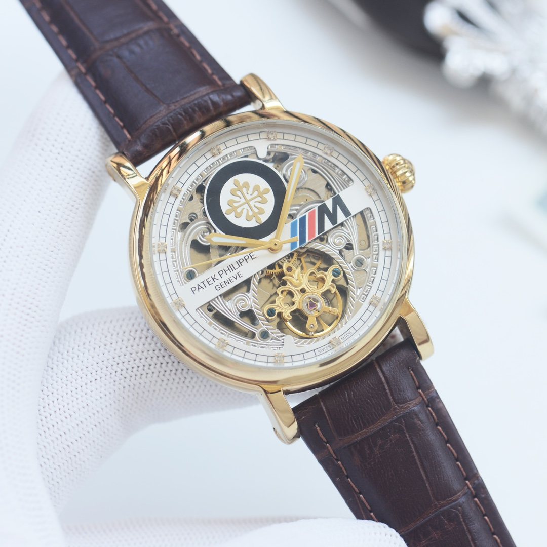 Patek Philippe Gold Brown Strap Watch — hero