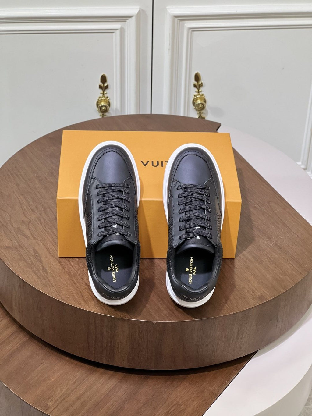 Louis Vuitton Black Low-Top Sneakers — front
