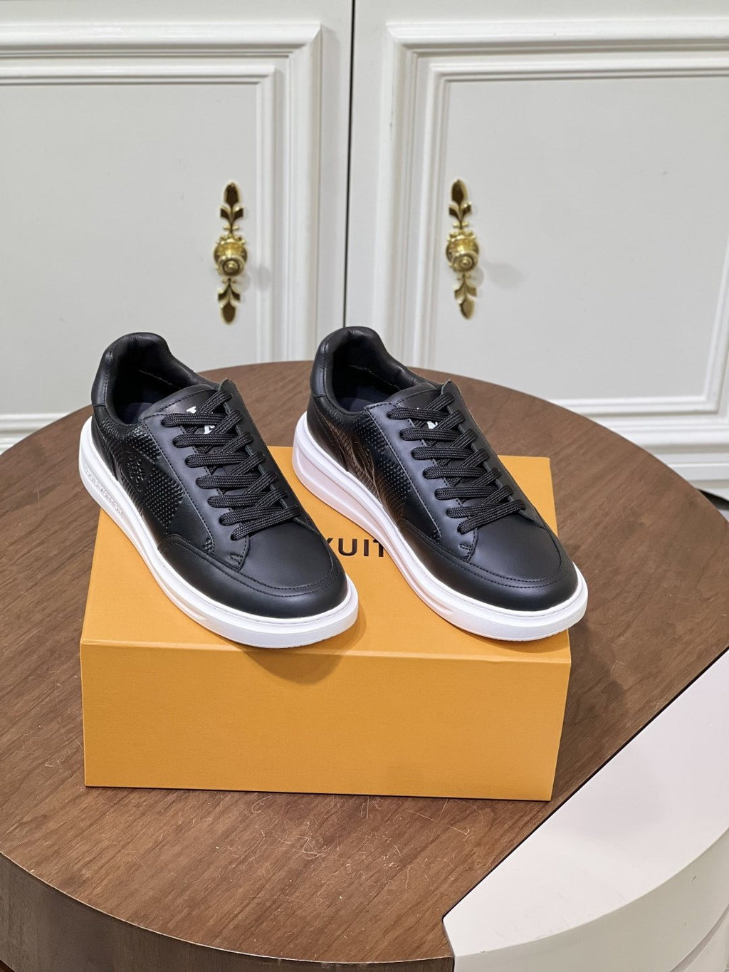 Louis Vuitton Black Low-Top Sneakers — front
