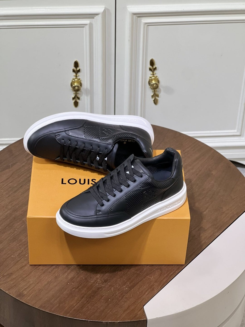 Louis Vuitton Black Low-Top Sneakers — front