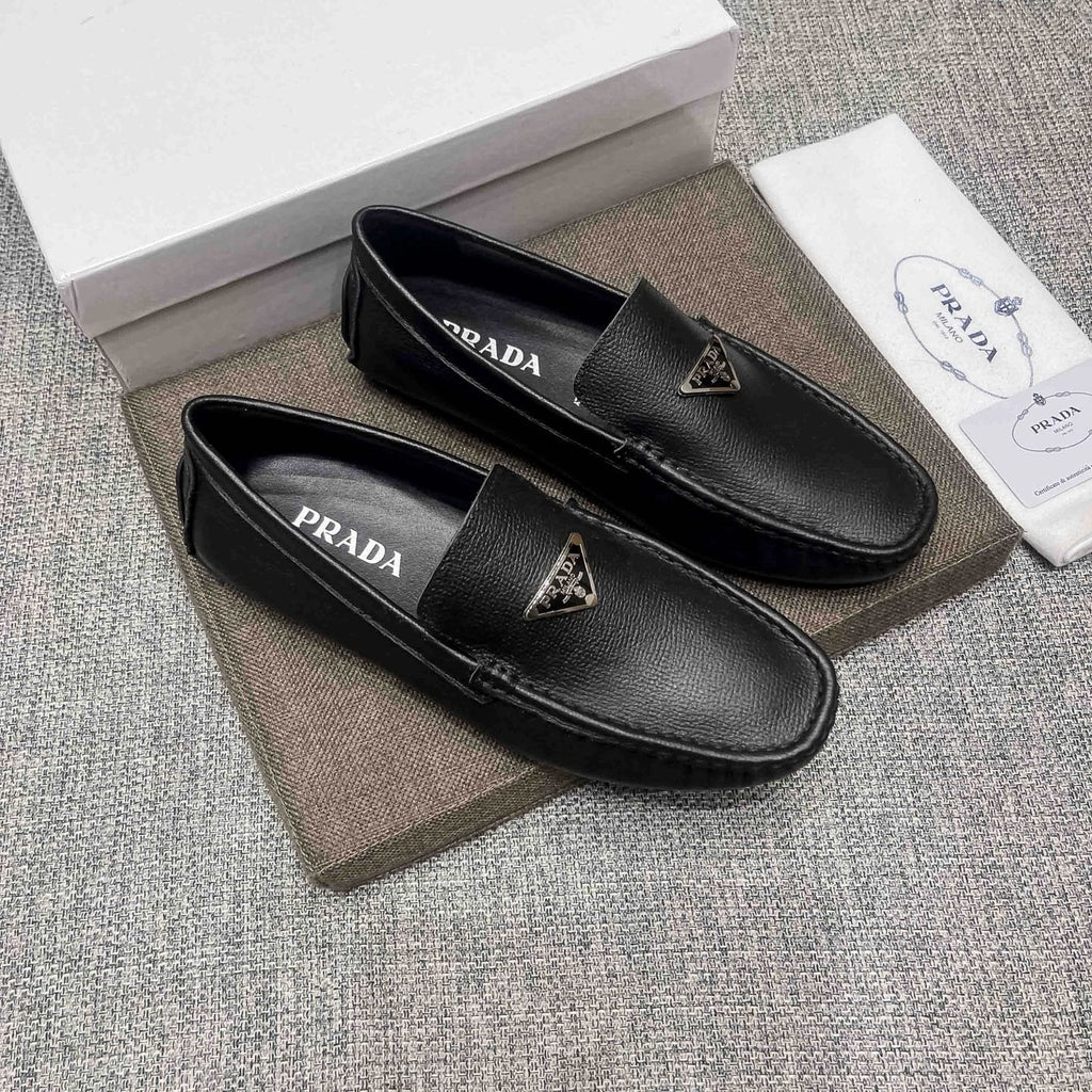 Prada Black Triangle Plaque Loafers — hero