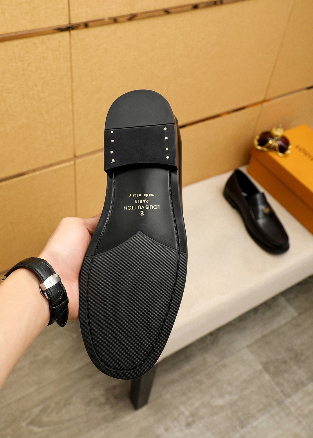 Louis Vuitton Black Hardware Loafers — front