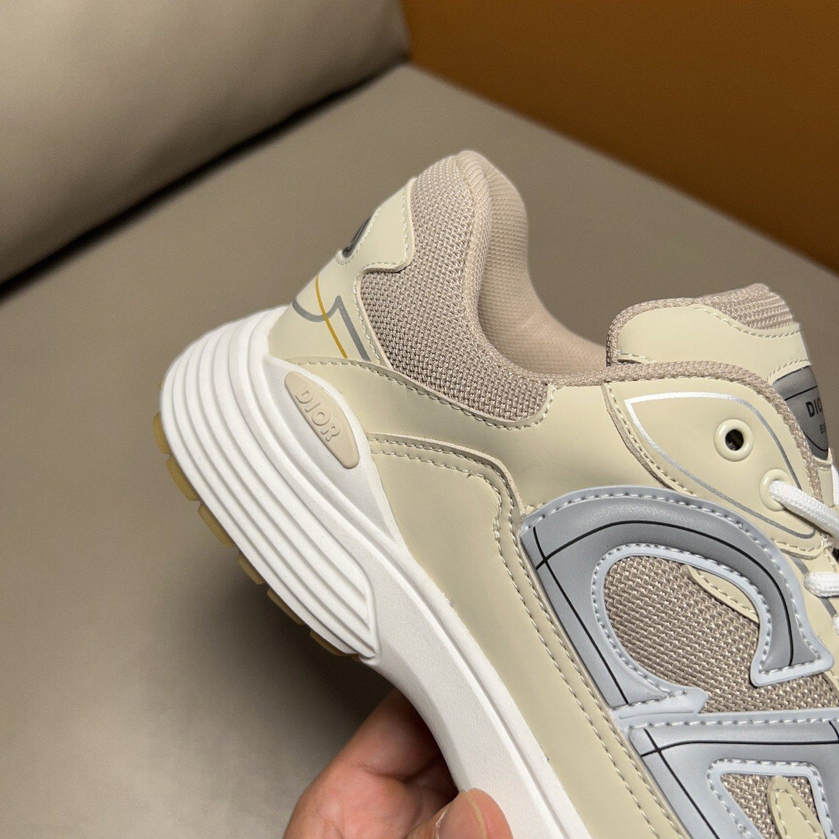 Dior B30 Cream and Gray Sneakers — detail