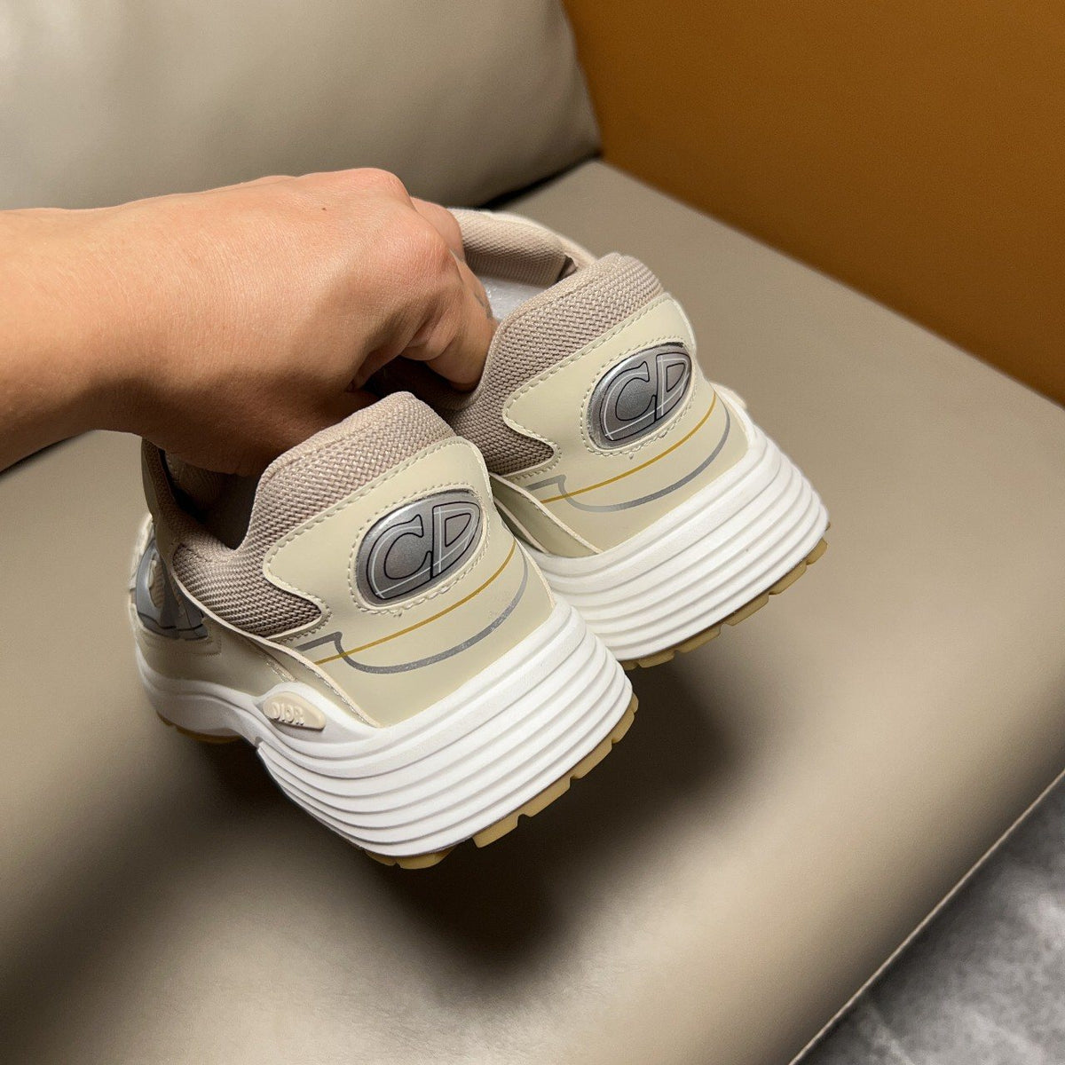 Dior B30 Cream and Gray Sneakers — back