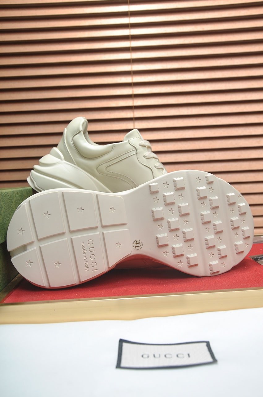 GUCCI Off-White Green and Red Chunky Sneakers — side