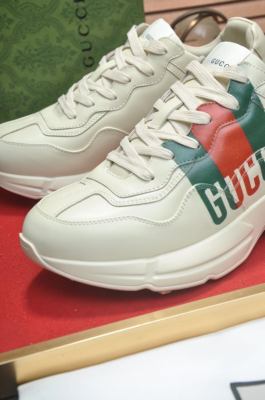 GUCCI Off-White Green and Red Chunky Sneakers — hero