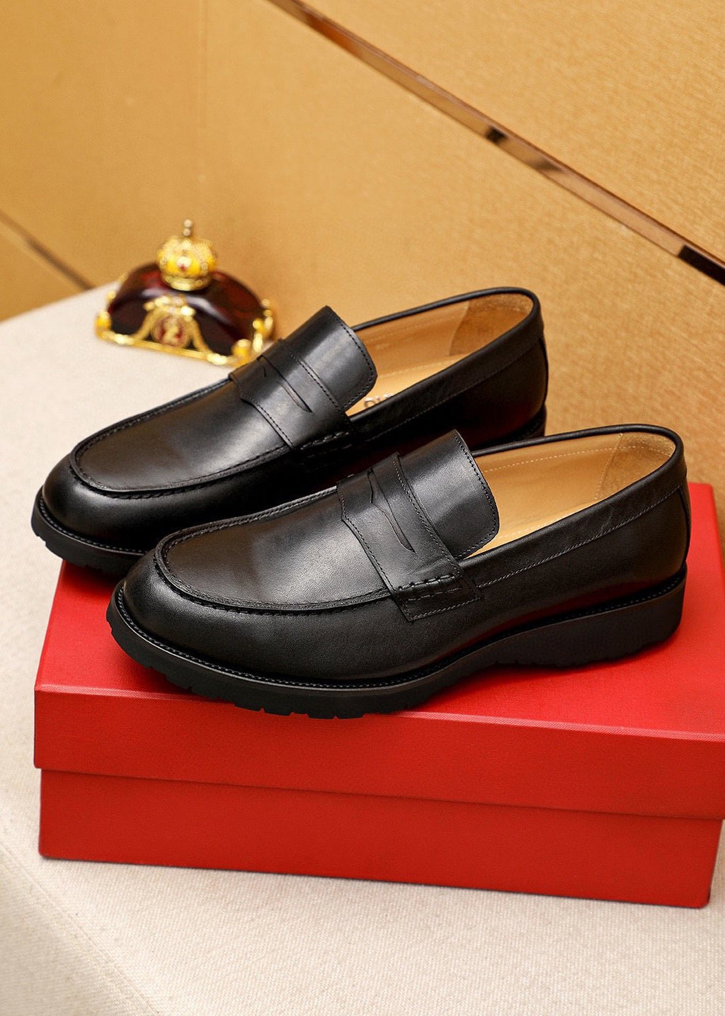 Ferragamo Black Strap Loafers — front