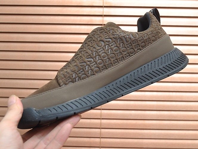 Hugo Boss Brown Textured Slip-On Sneakers — model