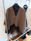 Fendi Brown and Black Fringed Cape — hero
