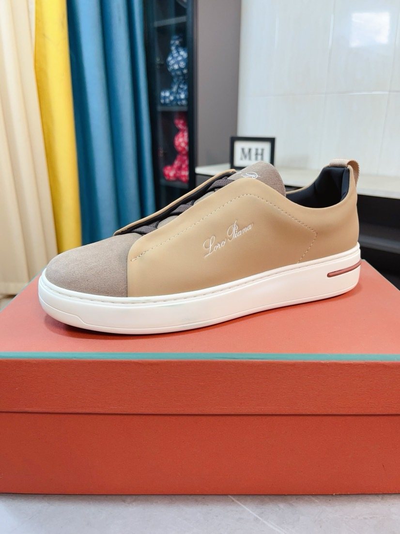 Loro Piana Contrast-Toe Low-Top Sneakers — front