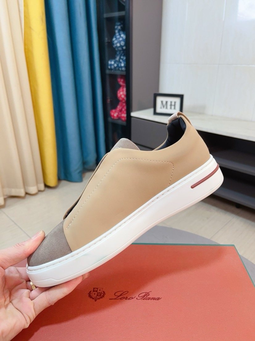 Loro Piana Contrast-Toe Low-Top Sneakers — side