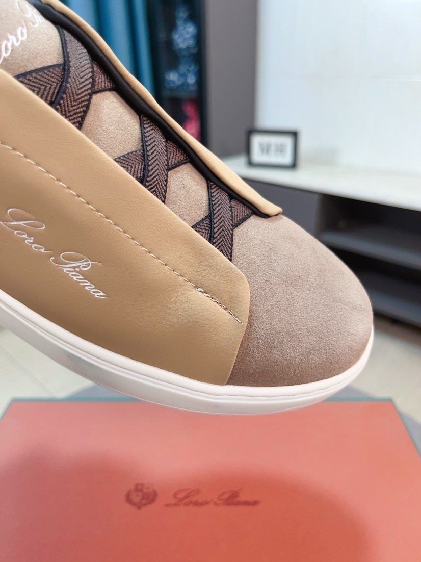 Loro Piana Contrast-Toe Low-Top Sneakers — detail