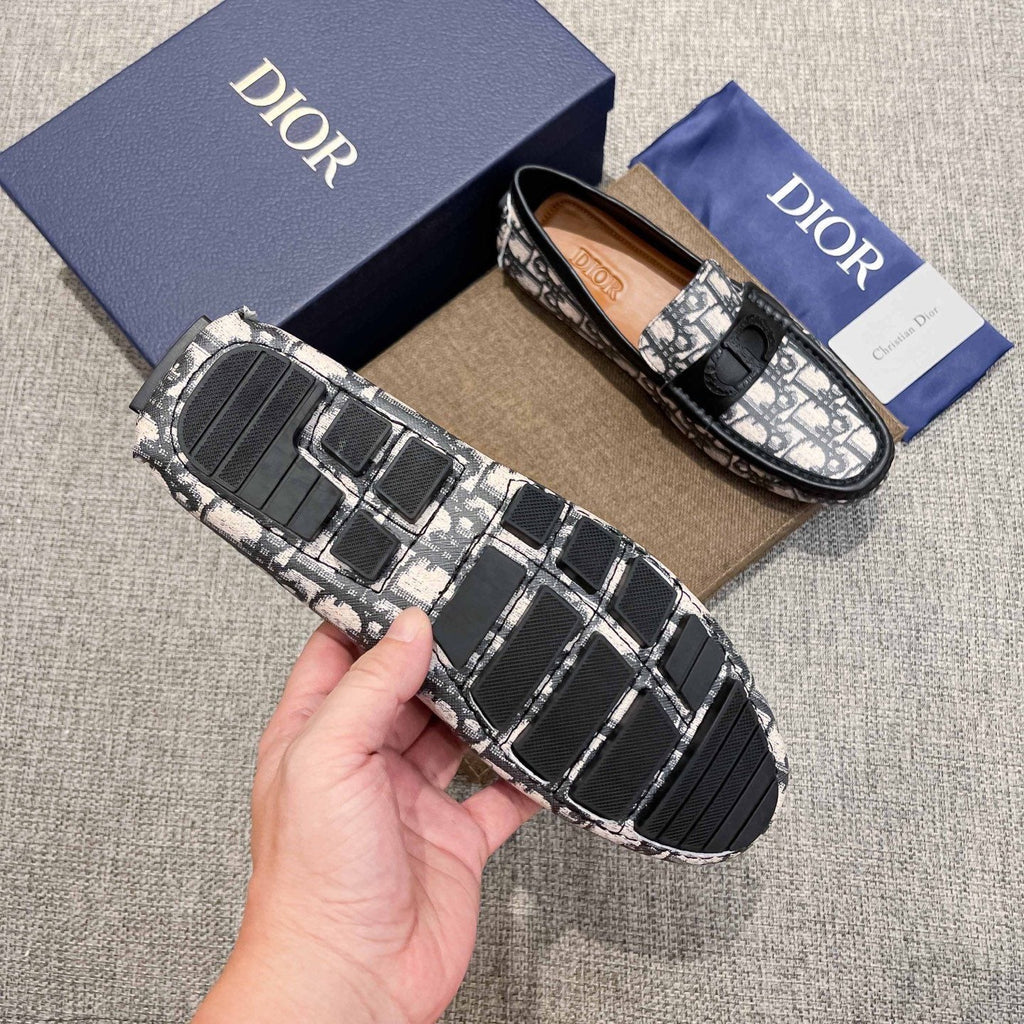 Dior Patterned Trim Loafers — detail