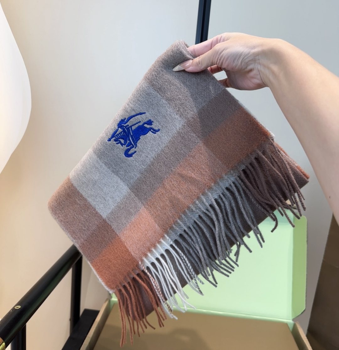 Burberry Pink Plaid Fringe Scarf — detail