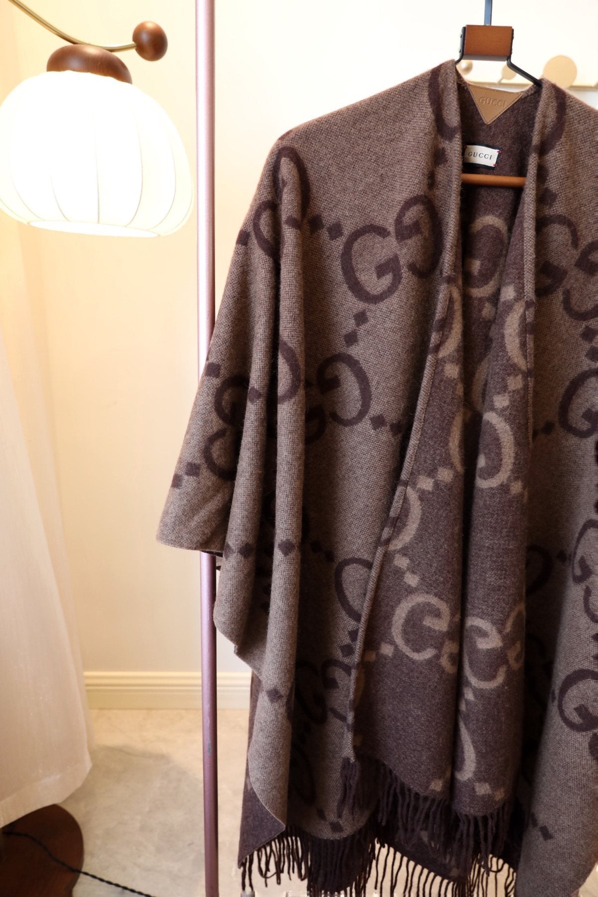 Gucci Brown Fringed Poncho — front