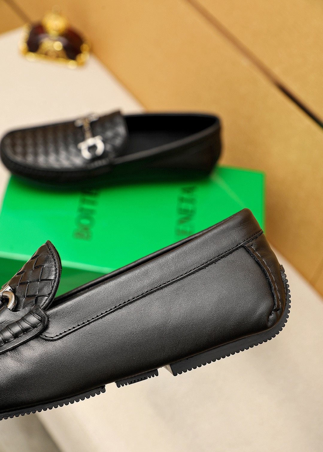 Bottega Veneta Black Woven Bit Driving Loafers — detail