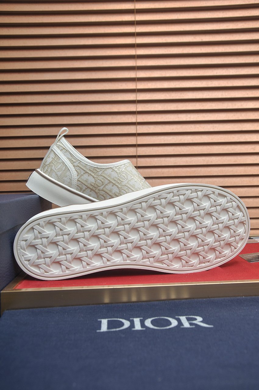 Dior Cream Patterned Slip-On Sneakers — detail