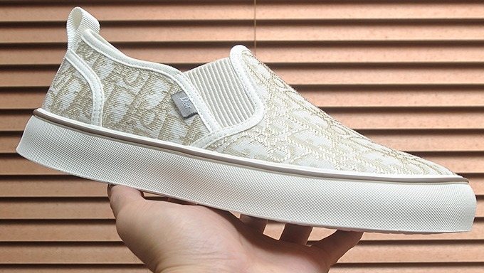 Dior Cream Patterned Slip-On Sneakers — front