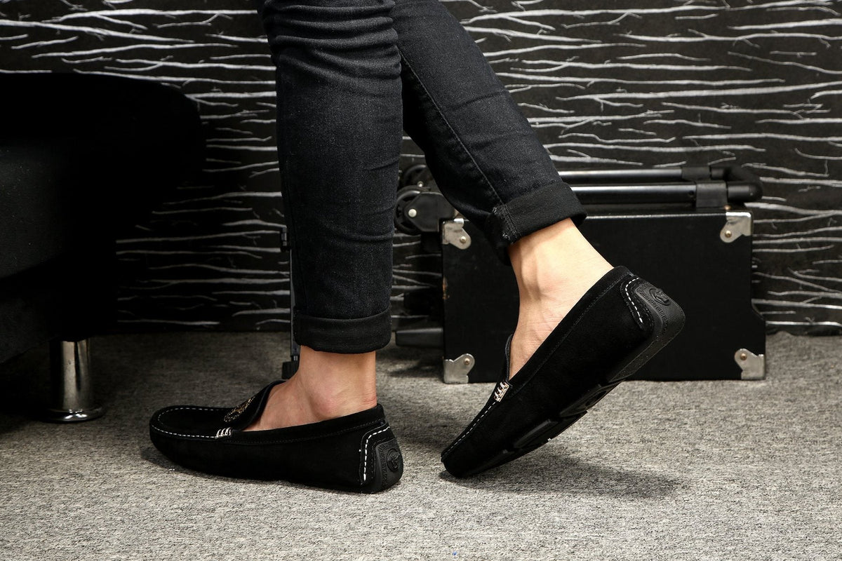 Versace Black Gold Emblem Loafers — side