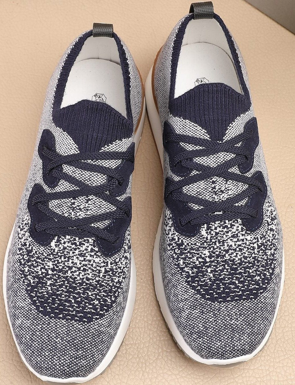 Brunello Cucinelli Gray Knit Sneakers — front