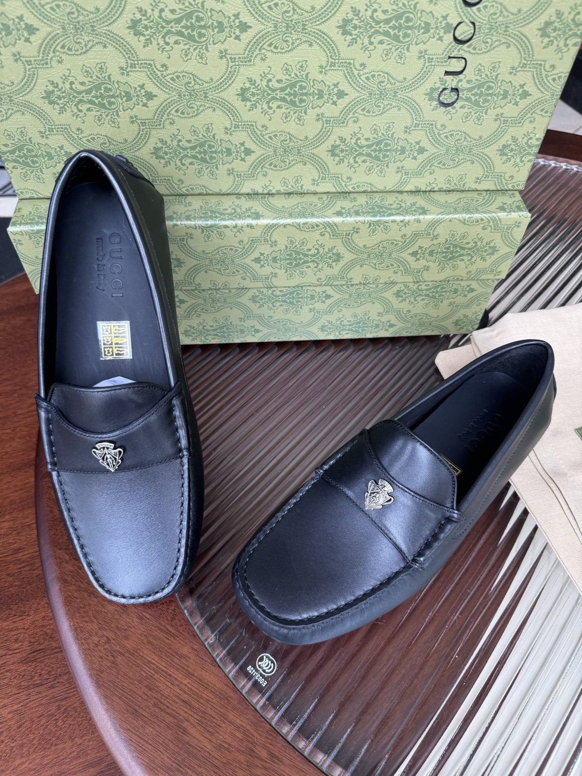 Gucci Black Metal-Bit Driving Loafers — side