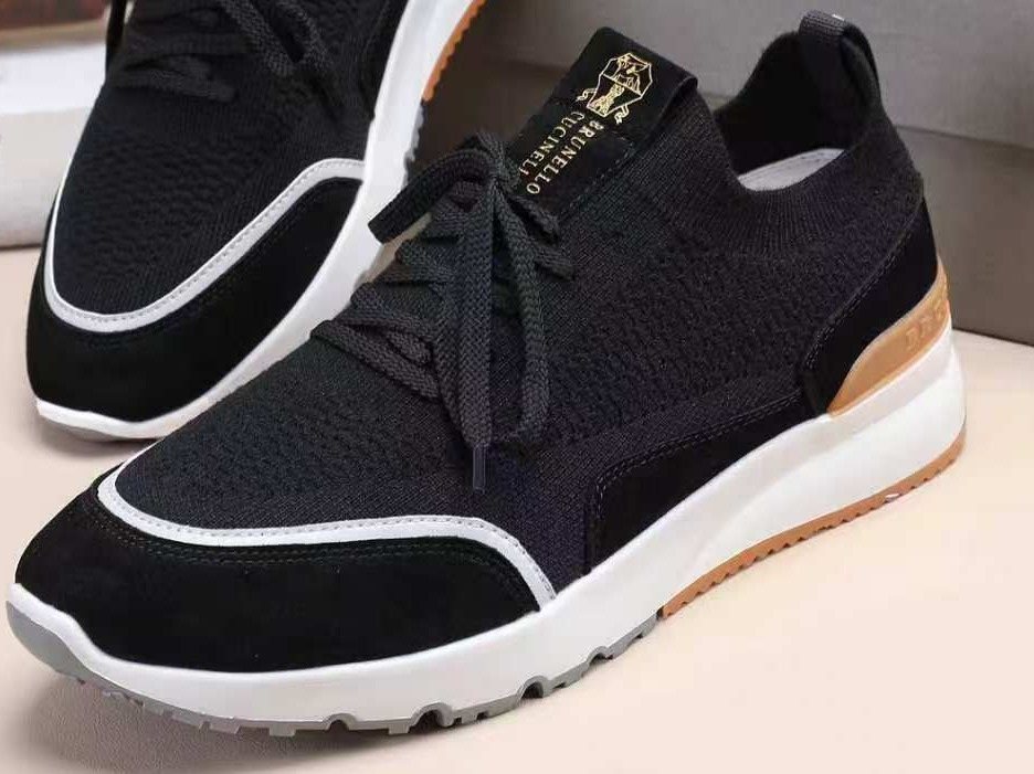 Brunello Cucinelli Black Lace-Up Sneakers — front