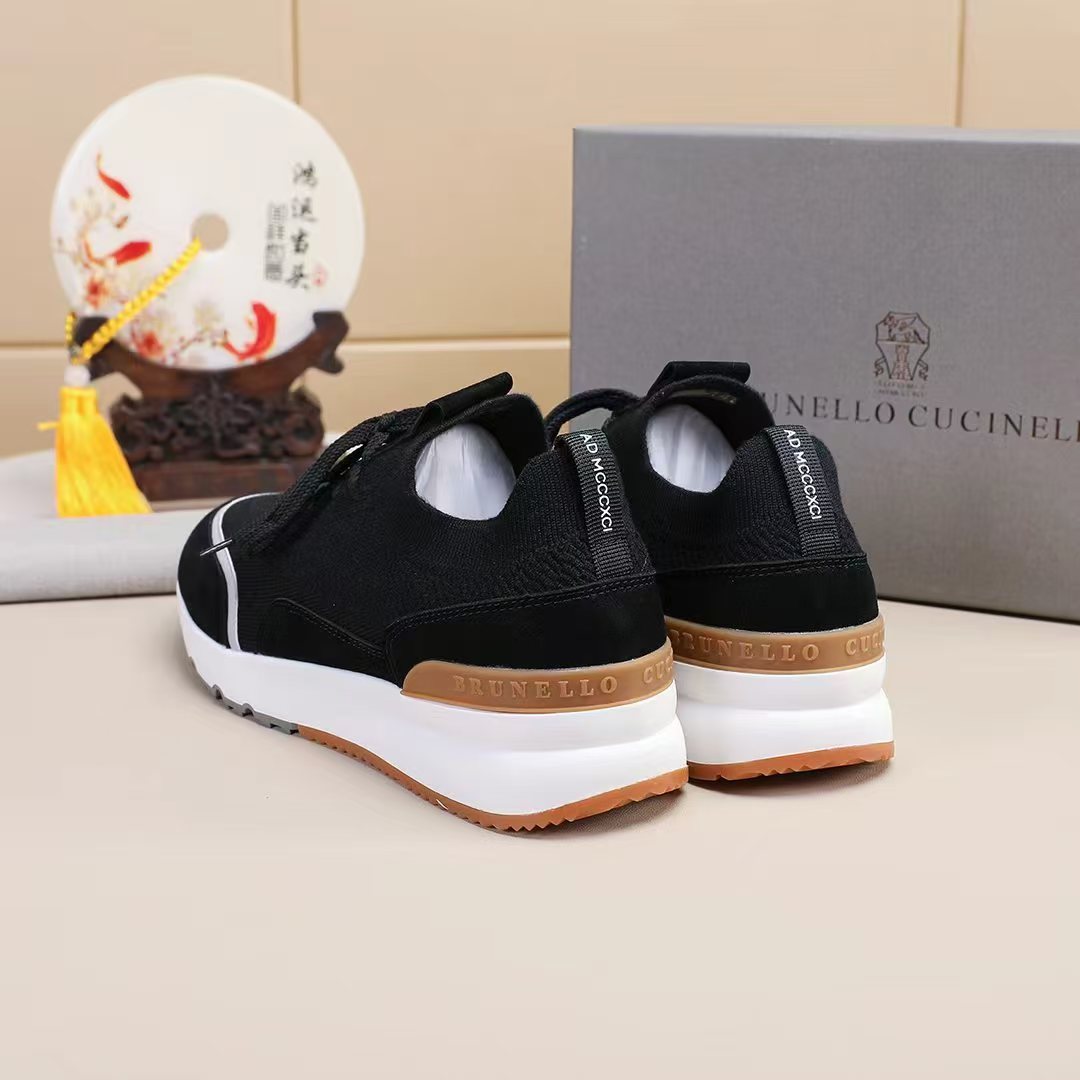Brunello Cucinelli Black Lace-Up Sneakers — back