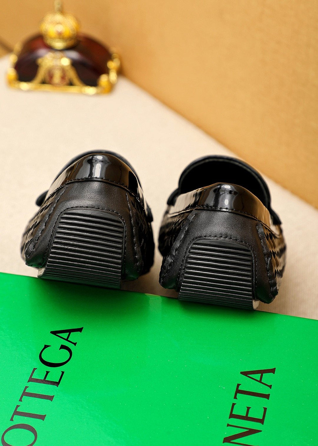 Bottega Veneta Black Woven Slip-On Loafers — back
