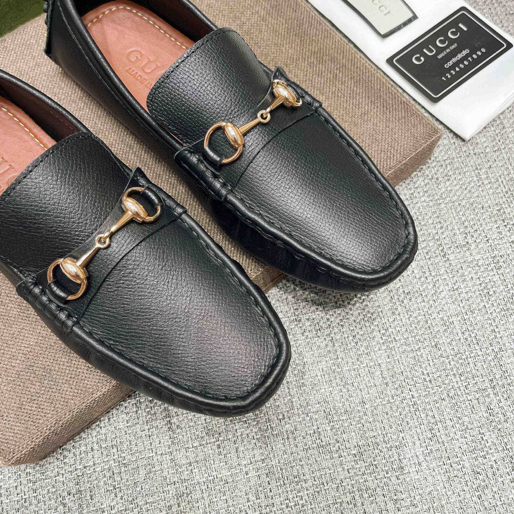 Gucci Black Horsebit-Style Leather Loafers — front