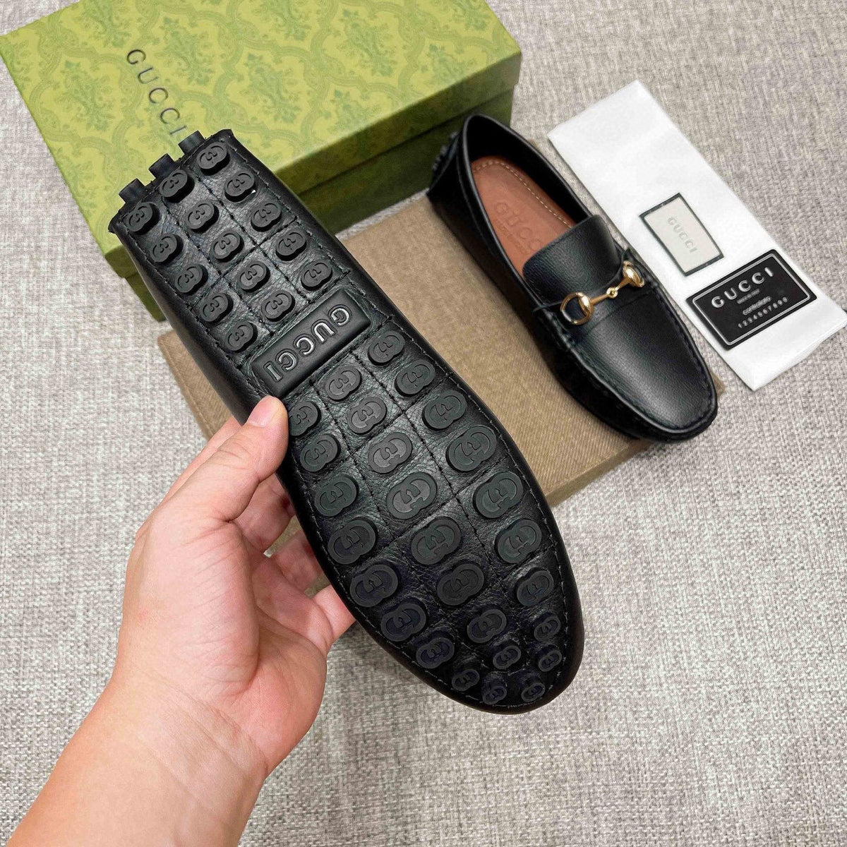 Gucci Black Horsebit-Style Leather Loafers — detail