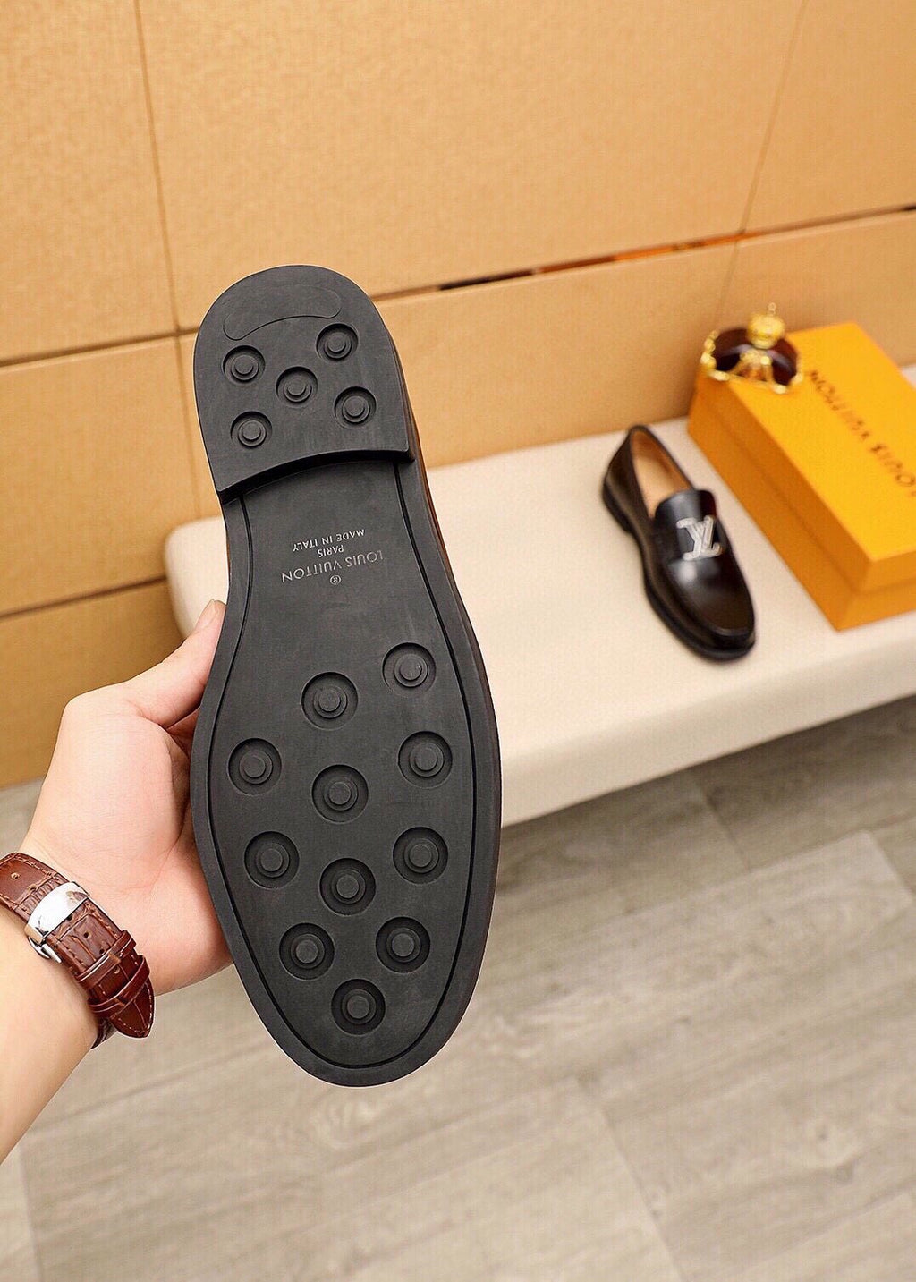 Louis Vuitton Black Logo Loafers — back