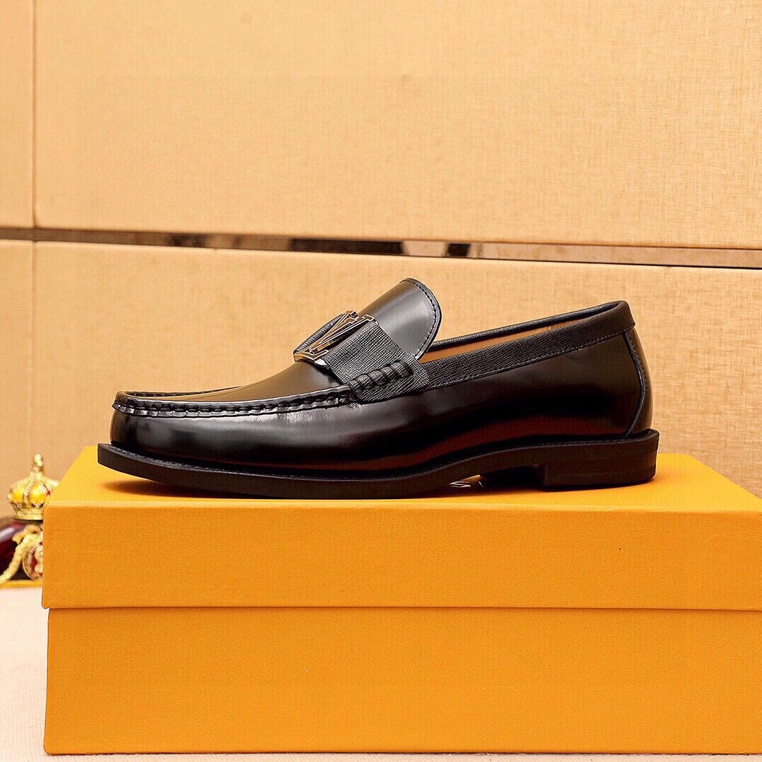 Louis Vuitton Black Logo Loafers — side