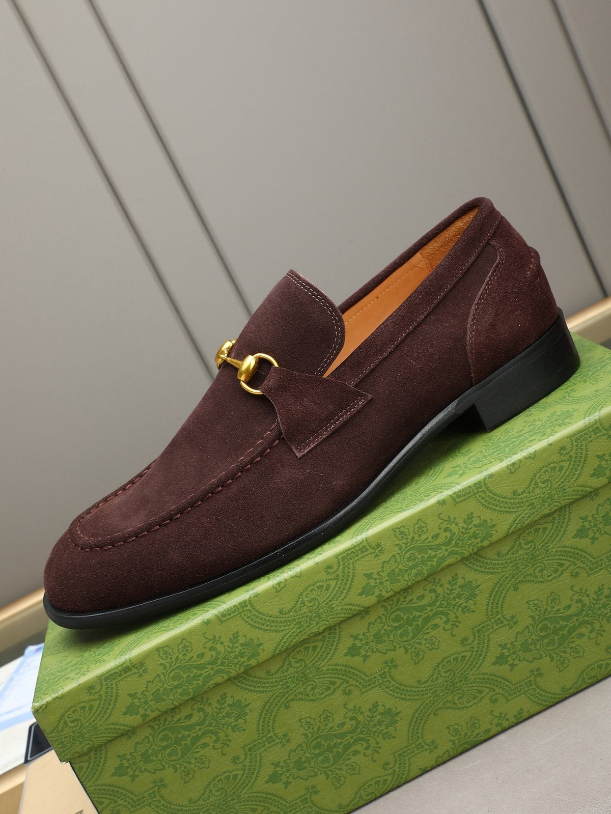 Gucci Burgundy Horsebit Loafers — side