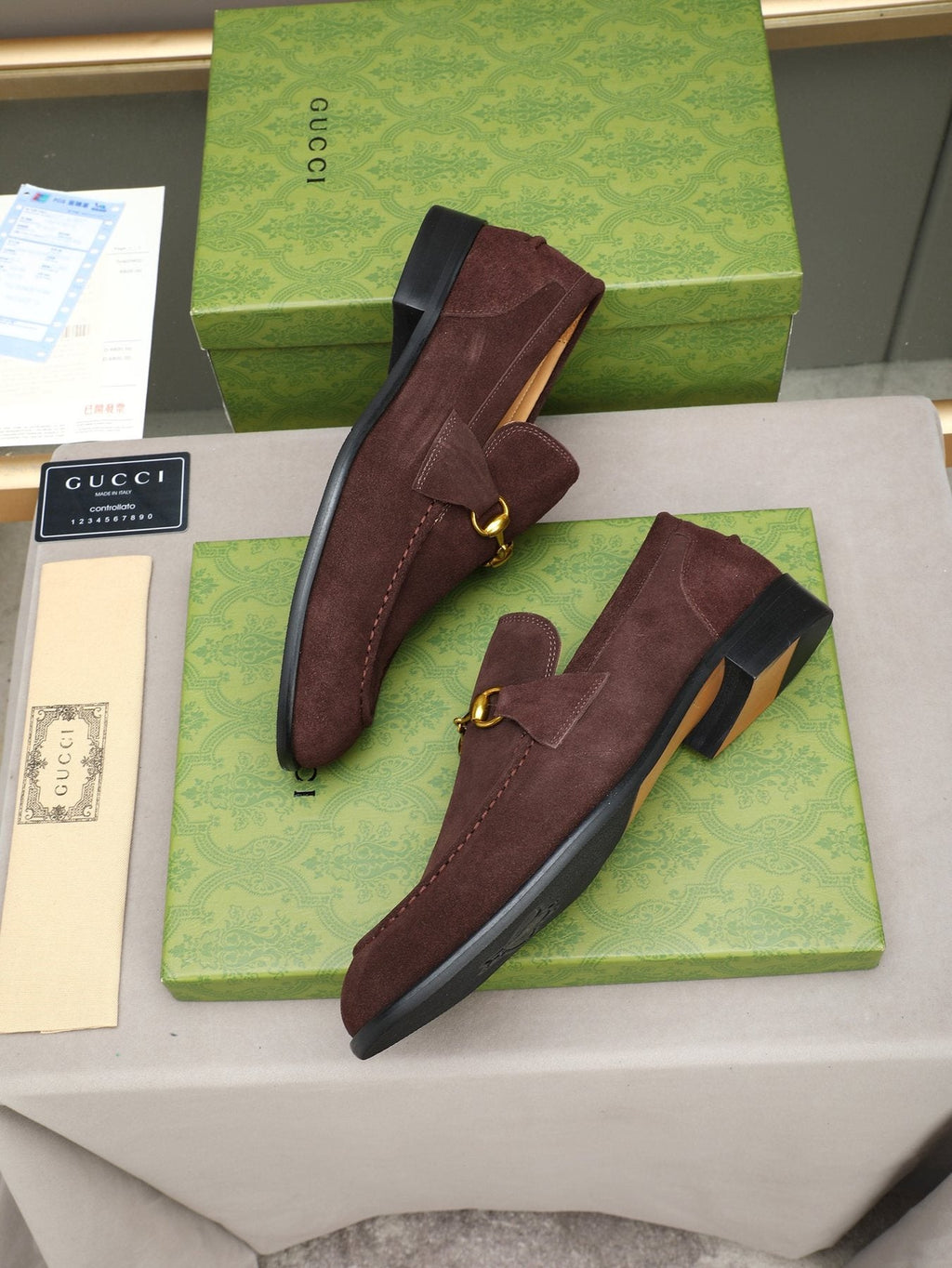 Gucci Burgundy Horsebit Loafers — front