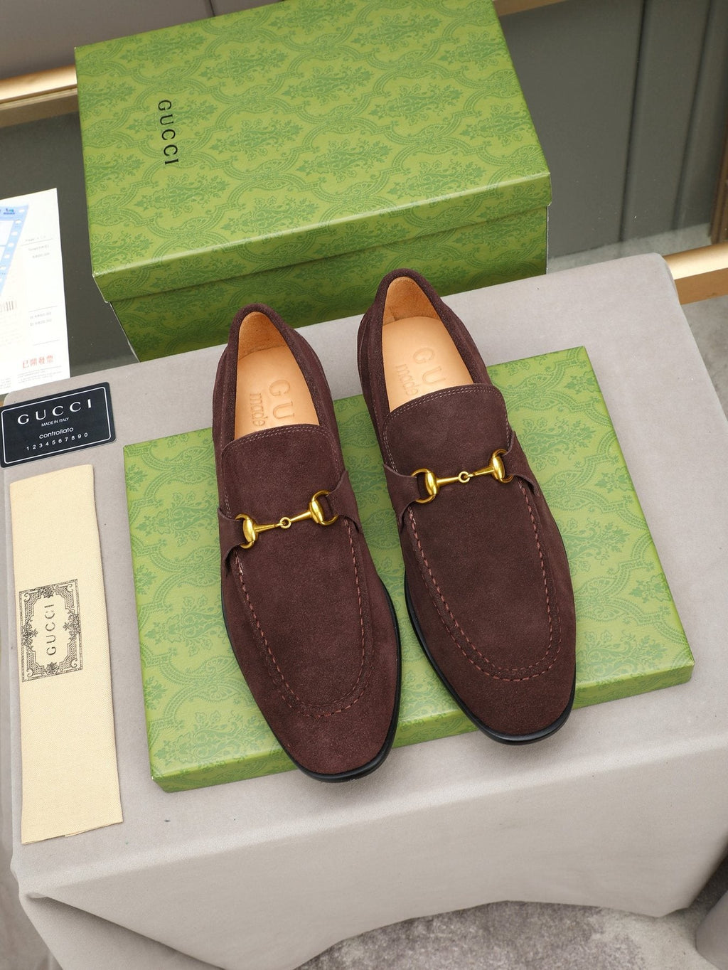 Gucci Burgundy Horsebit Loafers — front