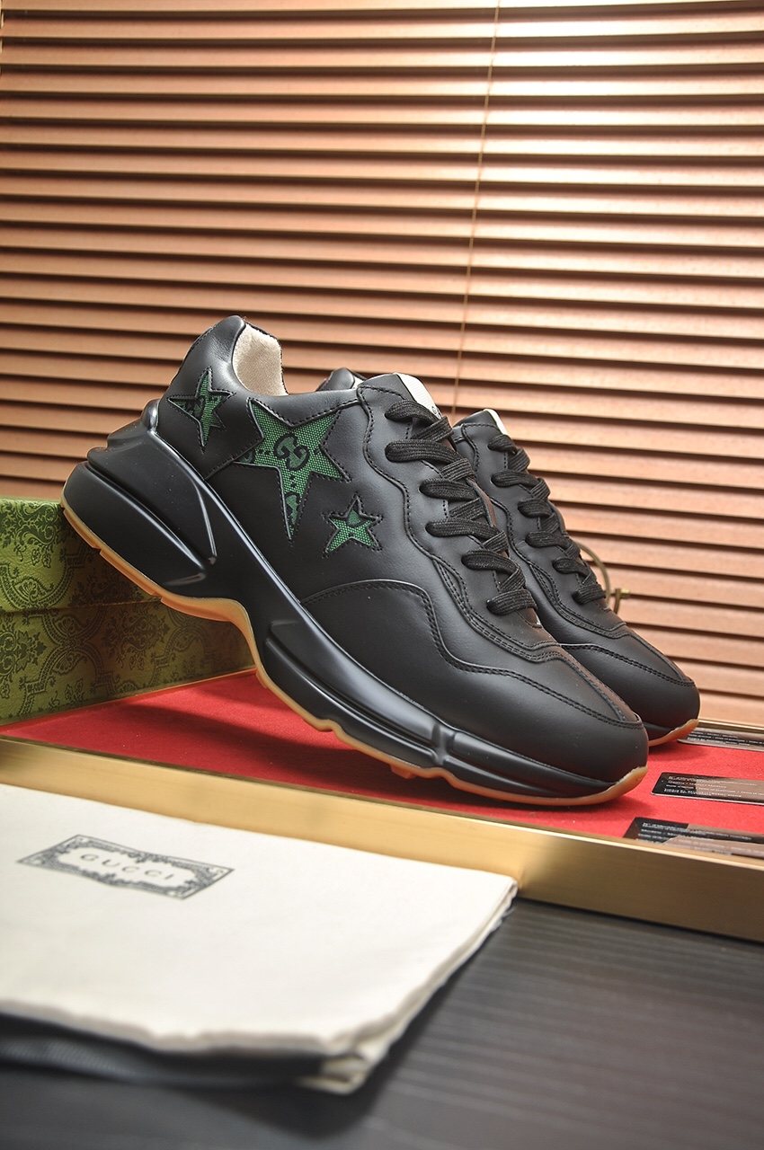 GUCCI Black and Green Star Sneakers — hero