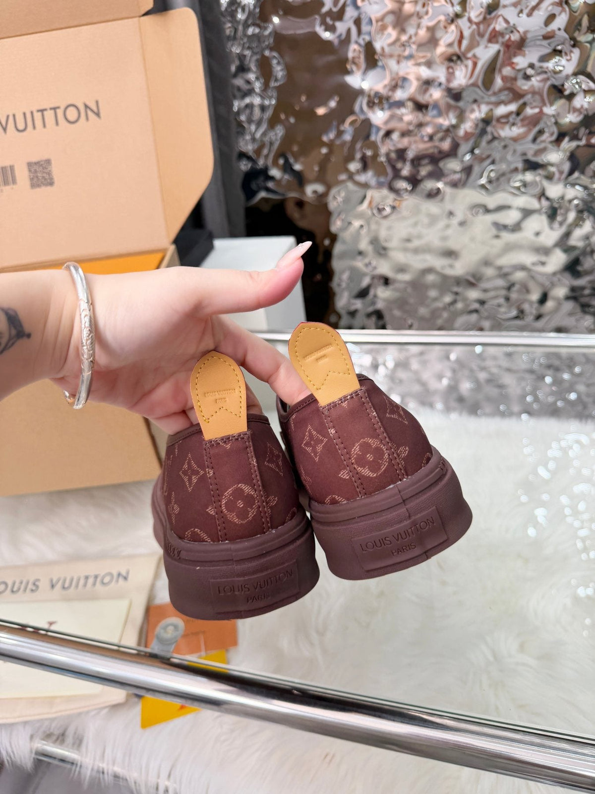 Louis Vuitton Burgundy Monogram Low-Top Sneakers — back