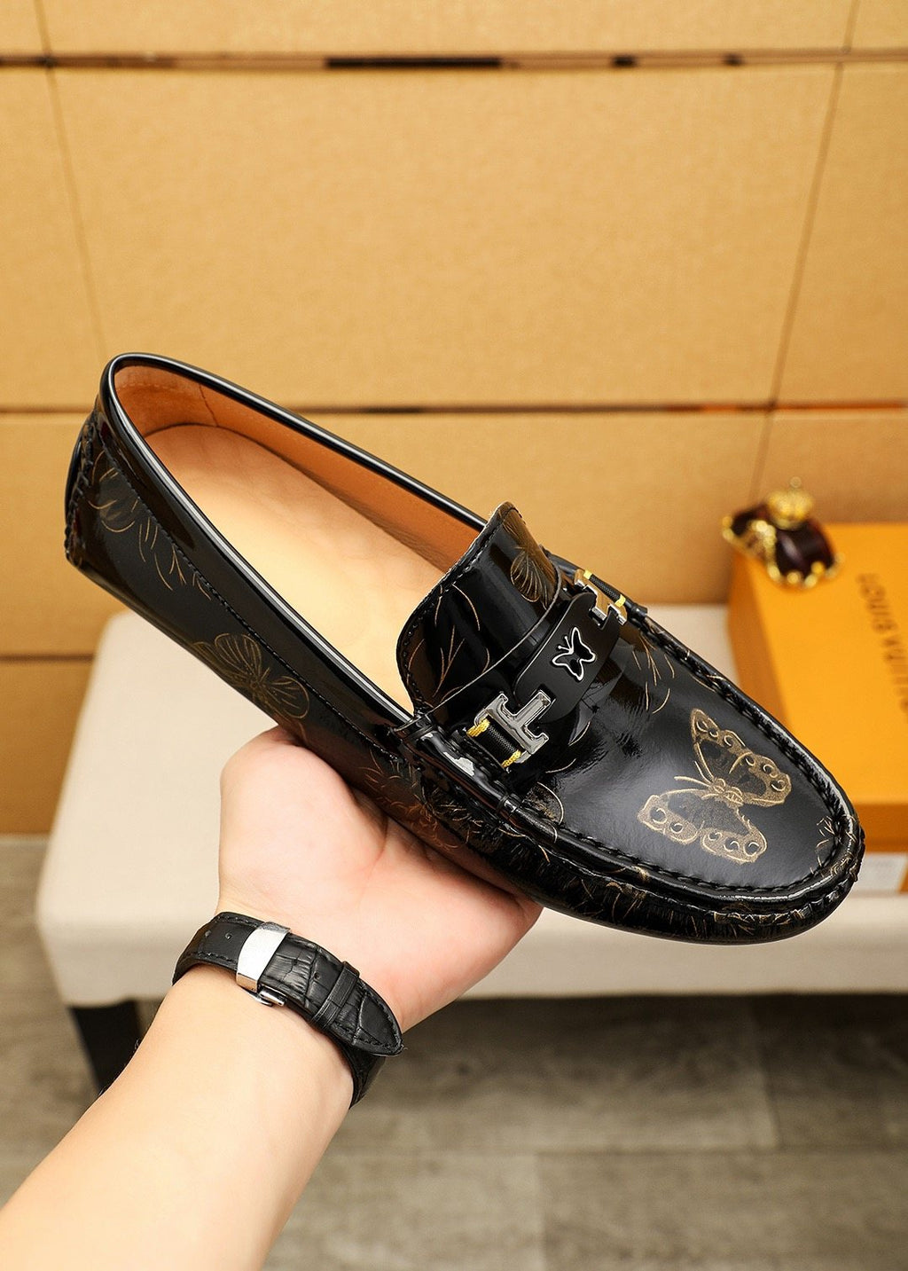 Louis Vuitton Black Buckle Loafers — model