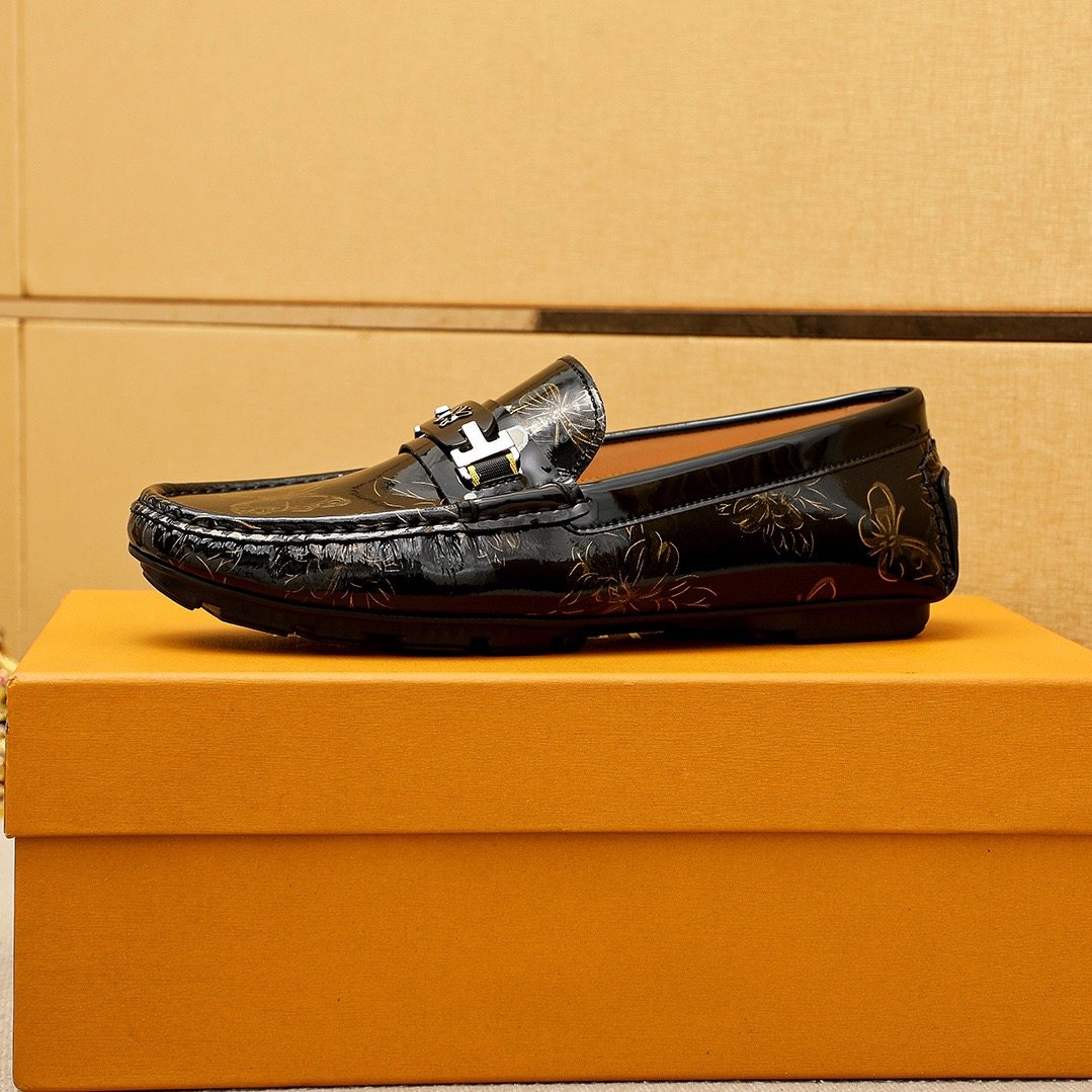 Louis Vuitton Black Buckle Loafers — side
