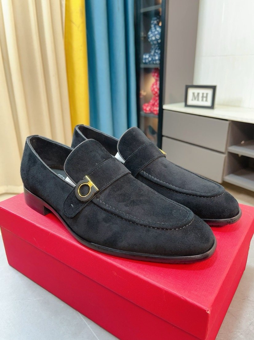 Salvatore Ferragamo Gold-Buckle Loafers — front
