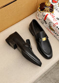 Dolce & Gabbana Black Embossed Buckle Loafers — hero