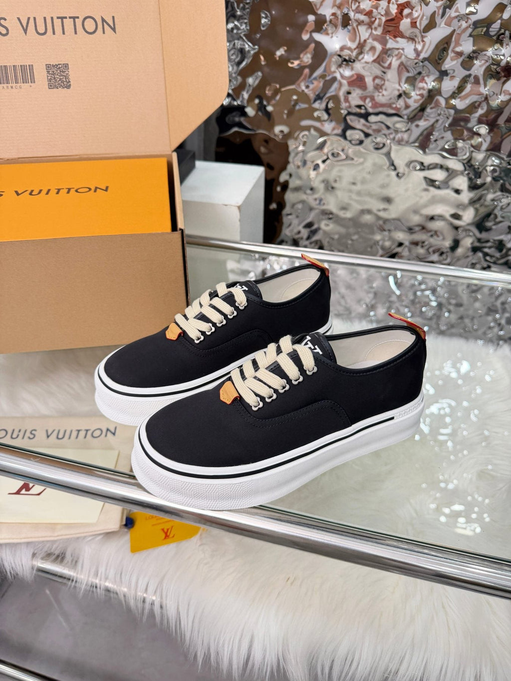 Louis Vuitton Black Low-Top Sneakers — side